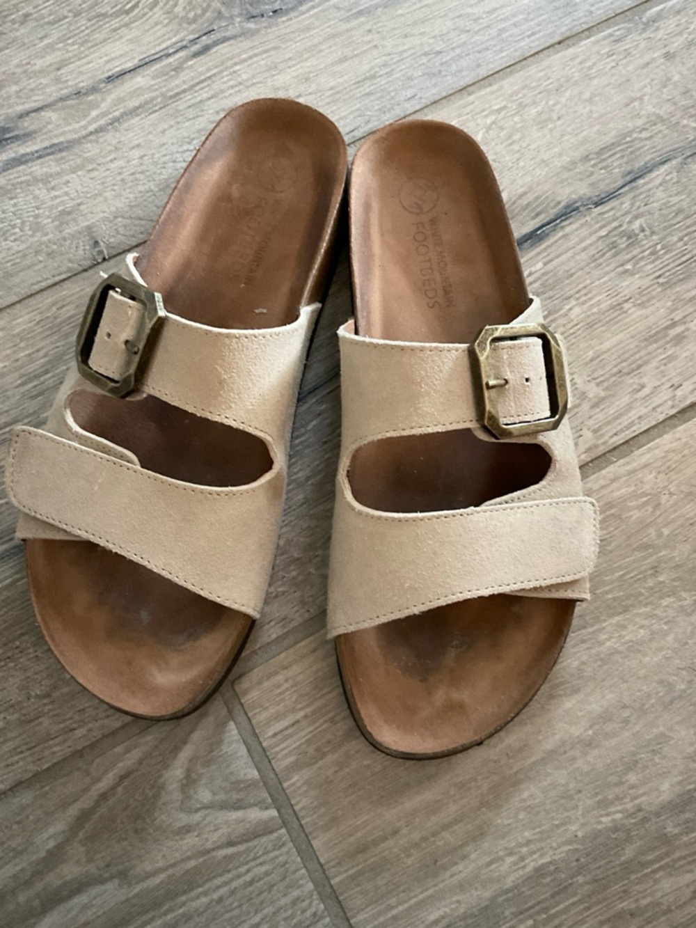 White Mountain Footbeds DISTRESSED BROWN w/ 2 Adjustable Straps Sandals 11M